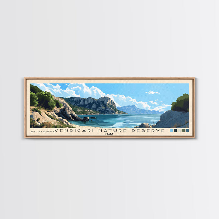 Vendicari Nature Reserve, Italy Panoramic Print, Vacation Gift, Italy Wall Art, Beach Painting, Beach Decor, Large Wall Art, Wood Frame Art