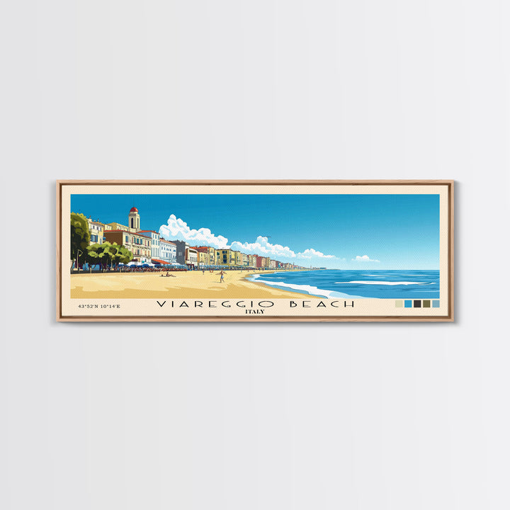 Viareggio Beach, Italy Panoramic Beach Print, Vacation Gift, Italy Wall Art, Beach Painting, Beach Decor, Beach Painting