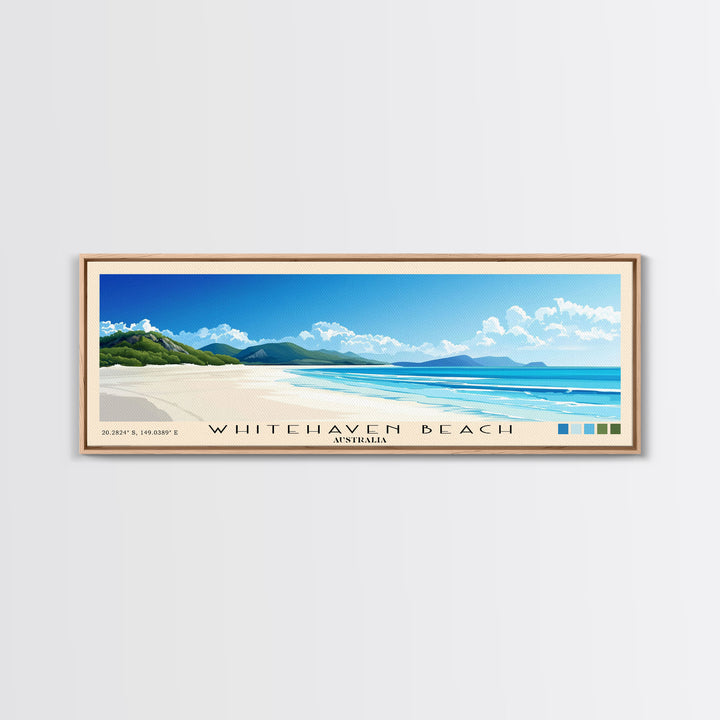 Whitehaven Beach, Australia Panoramic Beach Print, Vacation Gift, Australia Wall Art, Beach Painting, Beach Decor, Beach Painting