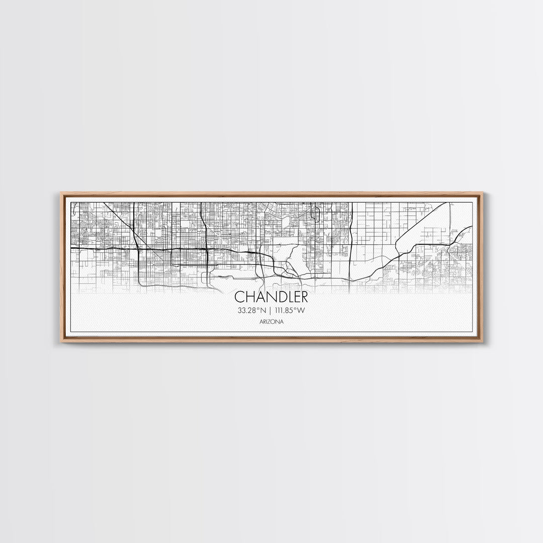 Panoramic Chandler City Map, Arizona Art, Map Print, Minimalist Wall Art, Canvas Art, Housewarming Gift, Street Map Art, Closing Gift