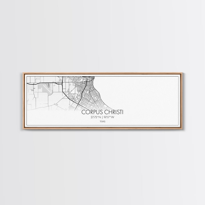 Panoramic Corpus Christi City Map, Texas Art, Map Print, Minimalist Wall Art, Canvas Art, Housewarming Gift, Street Map Art, Closing Gift