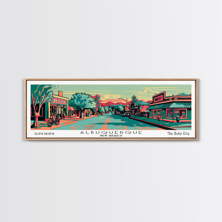 Albuquerque New Mexico Panoramic Travel Poster Canvas Print