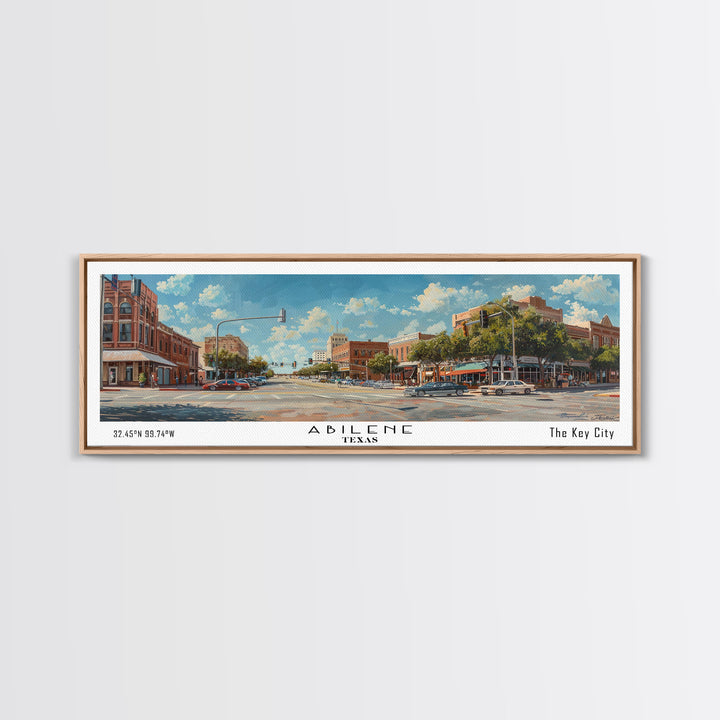 Abilene Texas Panoramic Painting, Watercolor Framed Canvas Print, Scenic City Art, Travel Poster, Home Decor, Wall Hanging, Gift Idea