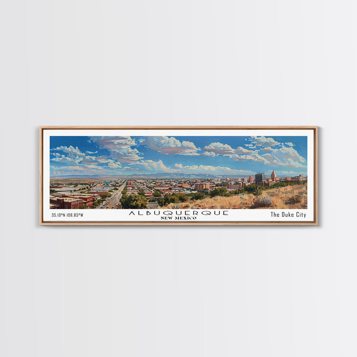 Albuquerque New Mexico Panoramic Painting, Watercolor Framed Canvas Print, Scenic City Art, Travel Poster, Home Decor, Office Wall Art, Gift Idea