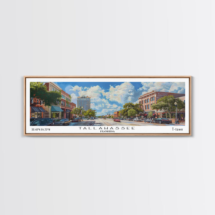 Tallahassee Florida Travel Poster, Framed Canvas Print, Wall Art, Home Decor, Travel Gift, Living Room Art, Retro Style Art