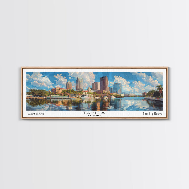 Tampa Florida Travel Poster, Framed Canvas Print, Wall Art, Home Decor, Office Art, Living Room Art, Travel Gift, Vintage Style