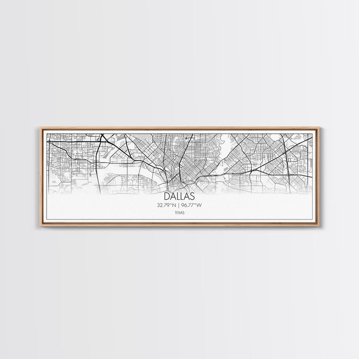 Panoramic Dallas City Map, Texas Art, Map Print, Minimalist Wall Art, Canvas Art, Housewarming Gift, Street Map Art, Closing Gift