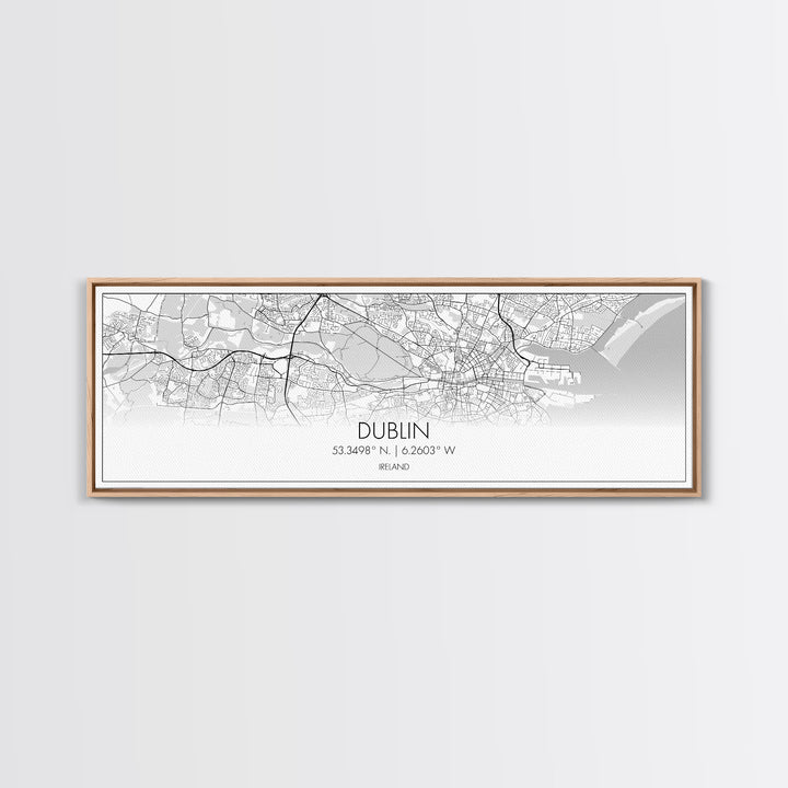 Panoramic Dublin City Map, Ireland Art, Map Print, Minimalist Wall Art, Canvas Art, Housewarming Gift, Street Map Art, Closing Gift