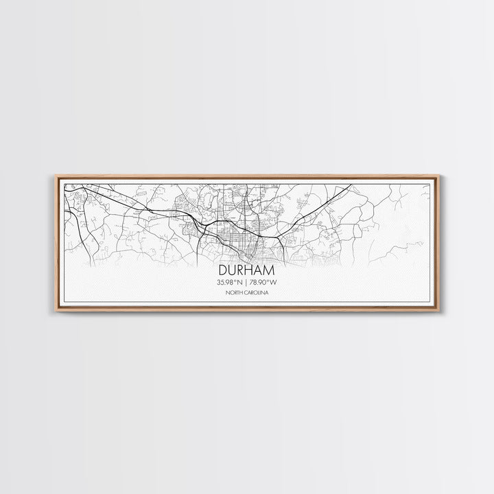 Panoramic Durham City Map, North Carolina Art, Map Print, Minimalist Wall Art, Canvas Art, Housewarming Gift, Street Map Art, Closing Gift