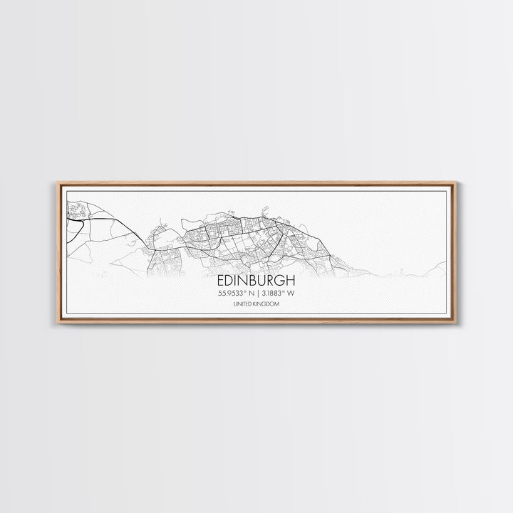 Panoramic Edinburgh City Map, United Kingdom Art, Map Print, Minimalist Wall Art, Canvas Art, Housewarming Gift, Street Map, Closing Gift