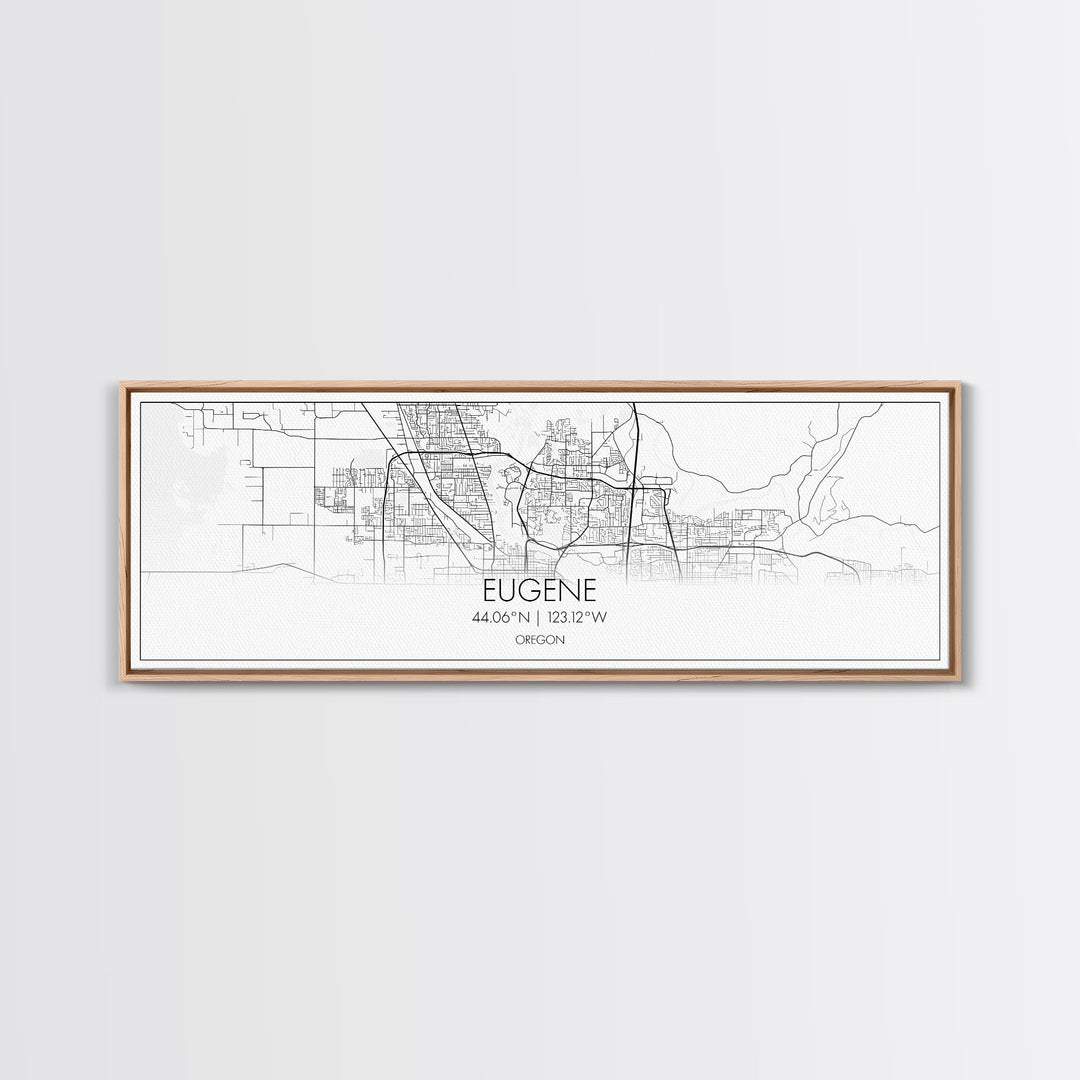 Panoramic Eugene City Map, Oregon Art, Map Print, Minimalist Wall Art, Canvas Art, Housewarming Gift, Street Map Art, Closing Gift