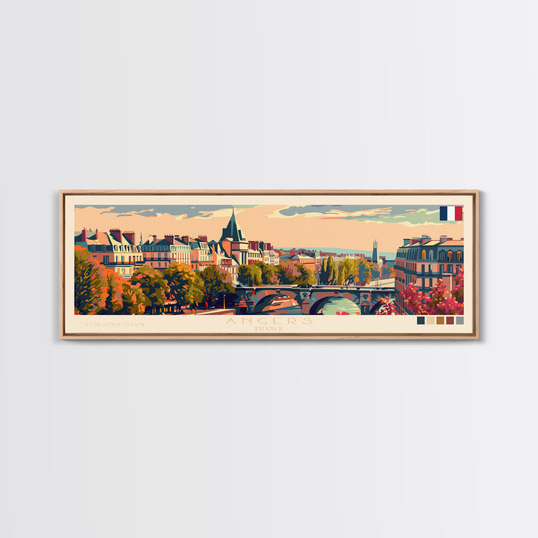 Angers France Wall Art, Panoramic Travel Poster, Panoramic Framed Canvas Print, City Wall Art, Wall Hanging Home Decor, Travel Art