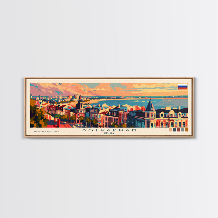 Astrakhan Russia Travel Print Wall Art, Panoramic City Art, Travel Art, Wall Decor, Vacation Gift, Framed Canvas Print Or Metal Art