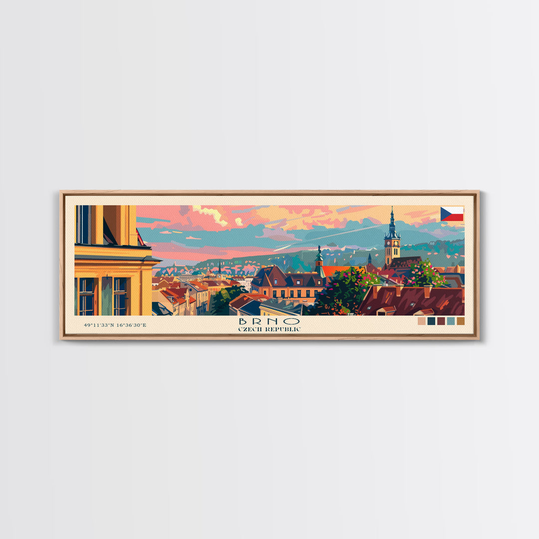 Brno CzechRepublic art Travel Print Wall Art, Panoramic City Art, Travel Art, Wall Decor, Vacation Gift, Framed Canvas Print Or Metal Art