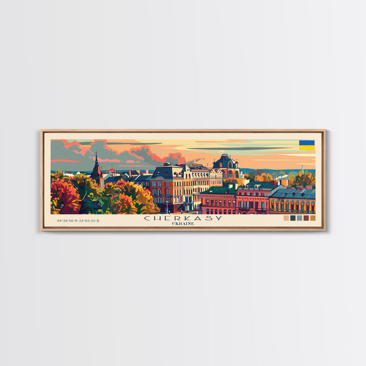 Cherkasy Ukraine Travel Art, City Art, Framed Canvas Print or Metal Wall Art, Europe Travel Poster, Panoramic Wall Art, Extra Wide Wall Art