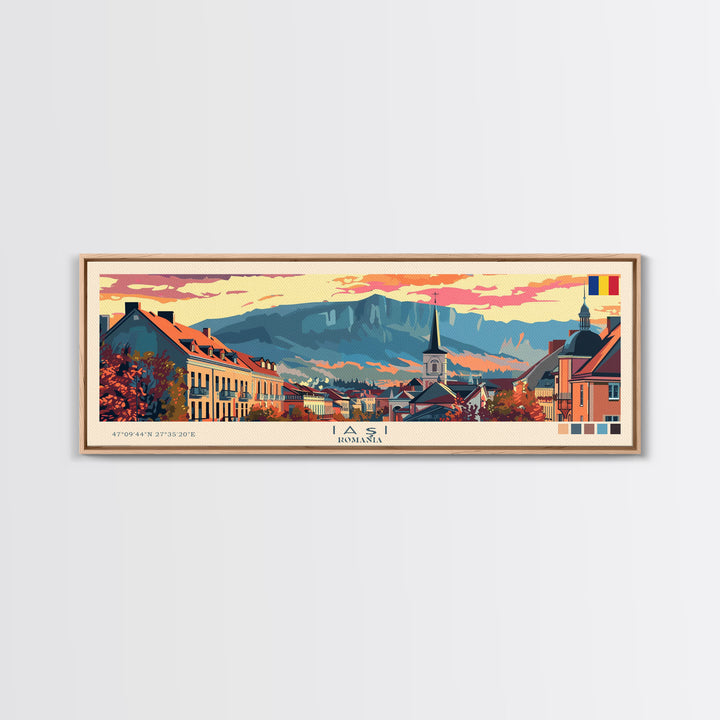 Iași Romania Wall Art, Panoramic Travel Poster, Panoramic Framed Canvas Print, City Wall Art, Wall Hanging Home Decor, Travel Art