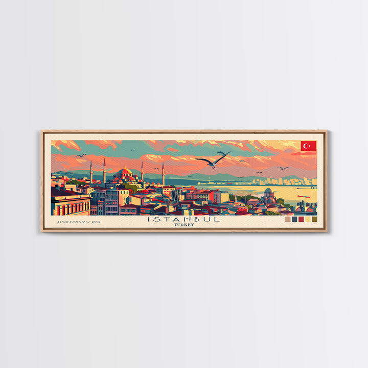 Istanbul Turkey Travel Print Wall Art, Panoramic City Art, Travel Art, Wall Decor, Vacation Gift, Framed Canvas Print Or Metal Art