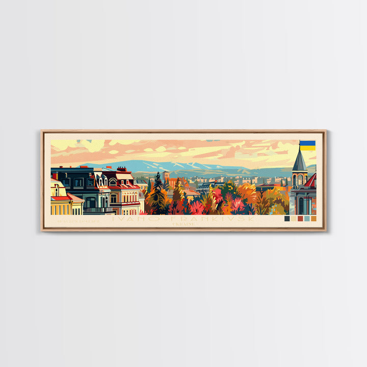 Ivano Frankivsk Travel Art, City Art, Framed Canvas Print or Metal Wall Art, Europe Travel Poster, Panoramic Wall Art, Extra Wide Wall Art