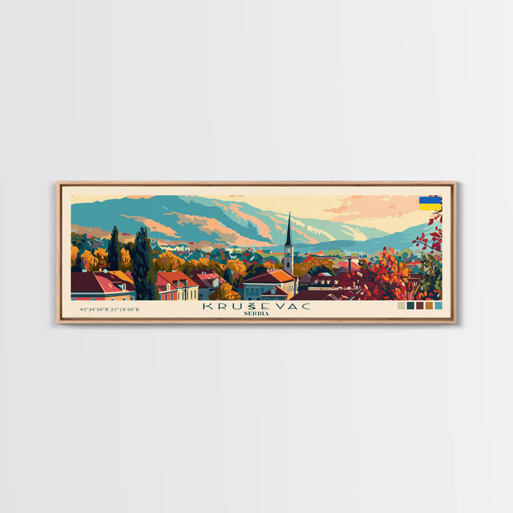 Kruševac Serbia Travel Art, City Art, Framed Canvas Print or Metal Wall Art, Europe Travel Poster, Panoramic Wall Art, Extra Wide Wall Art