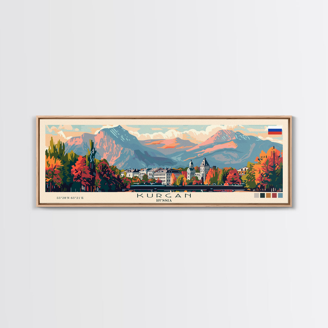 Kurgan Russia Travel Print Wall Art, Panoramic City Art, Travel Art, Wall Decor, Vacation Gift, Framed Canvas Print Or Metal Art