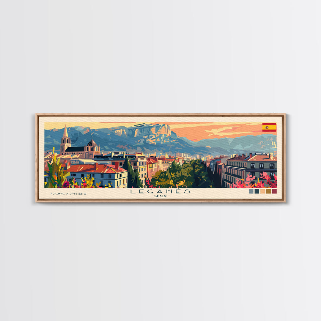 Leganes Spain Travel Print Wall Art, Panoramic City Art, Travel Art, Wall Decor, Vacation Gift, Framed Canvas Print Or Metal Art