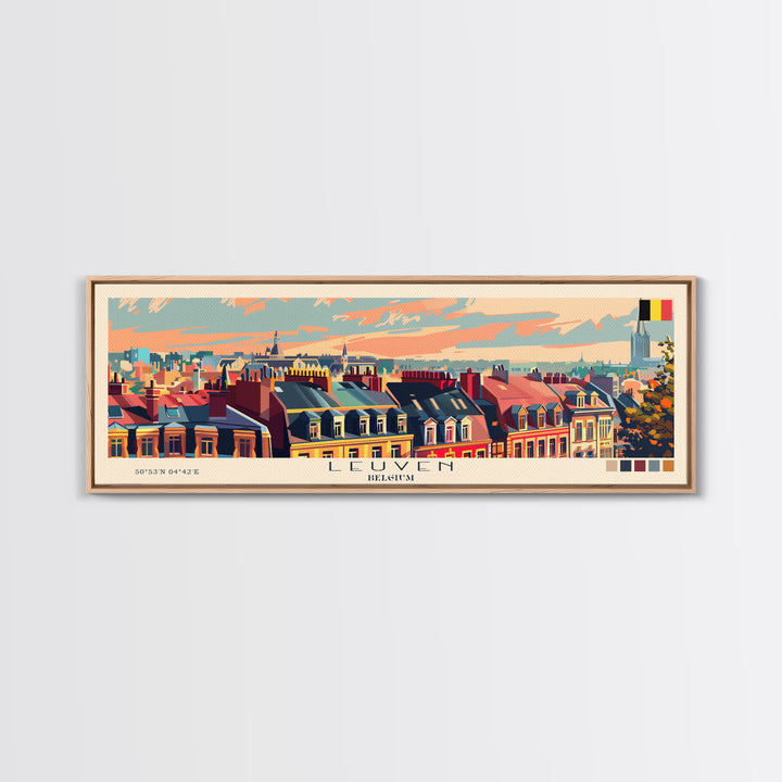 Leuven Belgium Travel Print Wall Art, Panoramic City Art, Travel Art, Wall Decor, Vacation Gift, Framed Canvas Print Or Metal Art