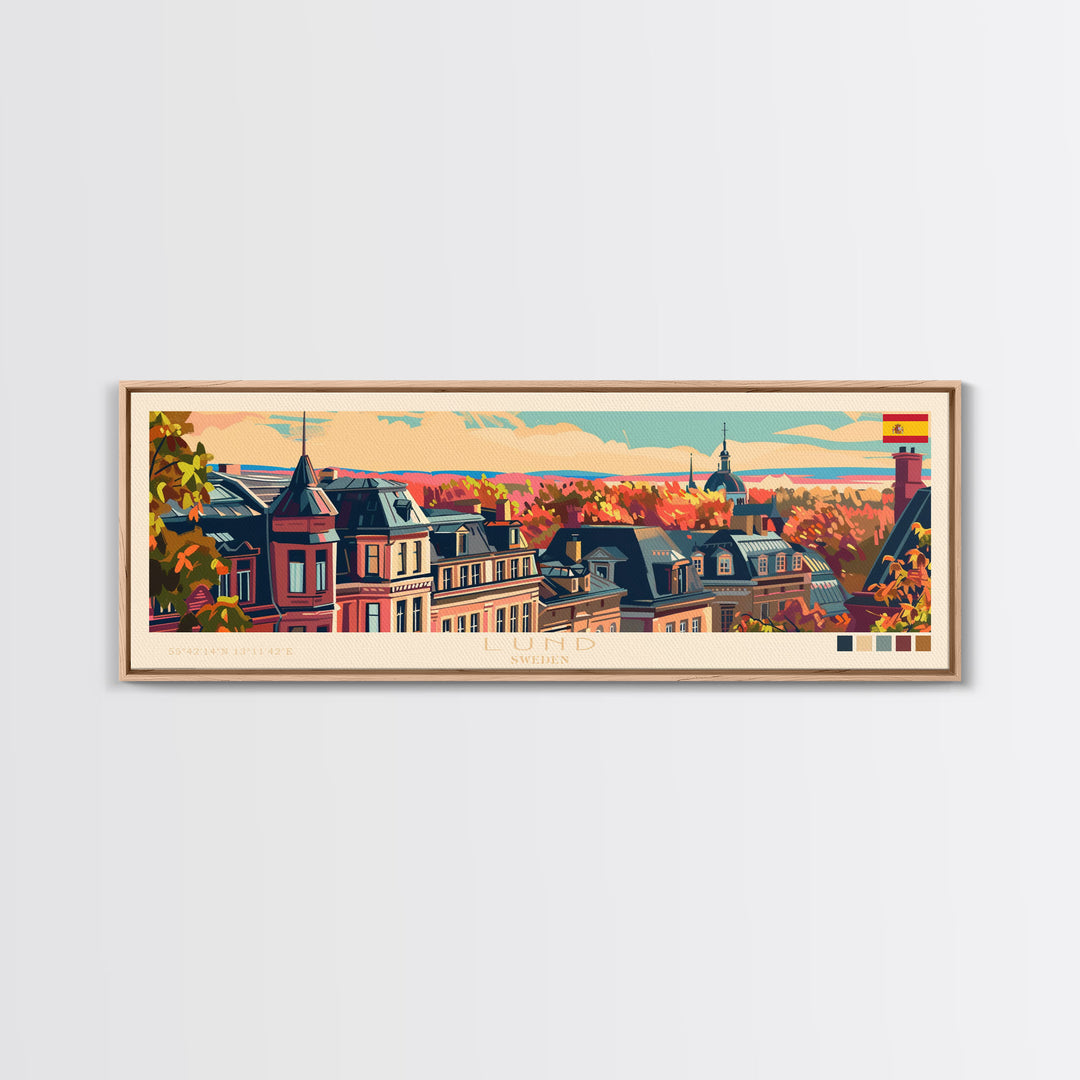 Lund Sweden Travel Print Wall Art, Panoramic City Art, Travel Art, Wall Decor, Vacation Gift, Framed Canvas Print Or Metal Art