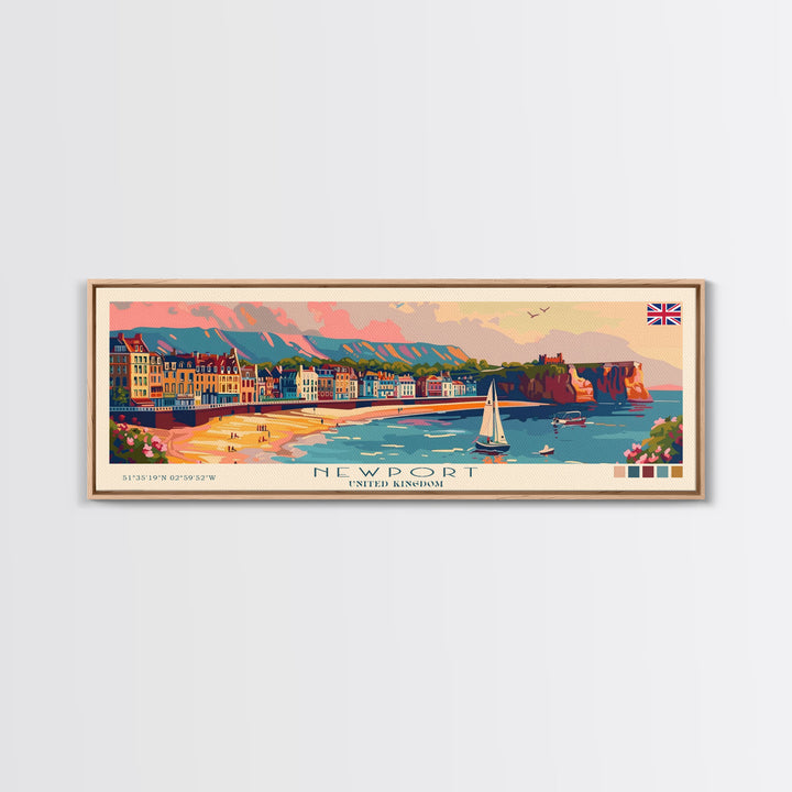 Newport United Kingdom Travel Print Wall Art, Panoramic City Art, Travel Art, Wall Decor, Vacation Gift, Framed Canvas Print Or Metal Art