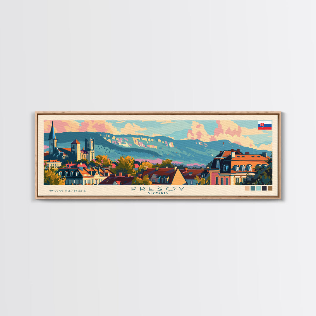 Prešov Slovakia Wall Art, Panoramic Travel Poster, Panoramic Framed Canvas Print, City Wall Art, Wall Hanging Home Decor, Travel Art