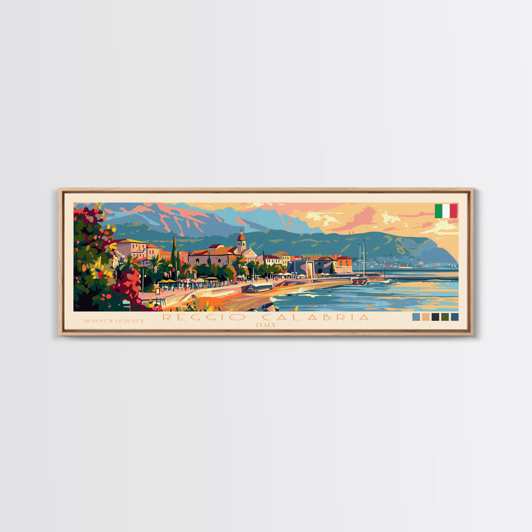 Reggio Calabria Wall Art, Panoramic Travel Poster, Panoramic Framed Canvas Print, City Wall Art, Wall Hanging Home Decor, Travel Art