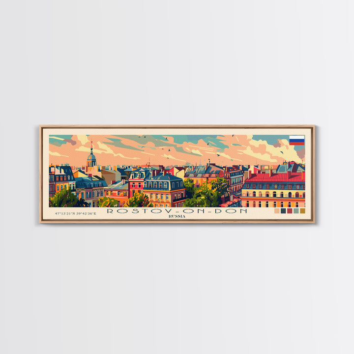 Rostov on Don Russia Panoramic Travel Poster, Framed Canvas Print or Metal Wall Art, Travel Art, Home Decor, Panoramic Painting, Midcentury Art