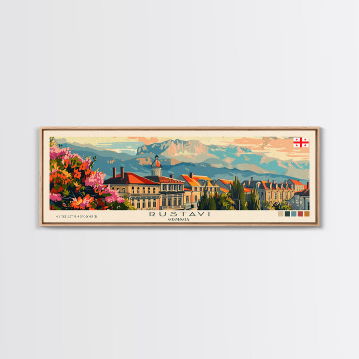 Rustavi Georgia Travel Art, City Art, Framed Canvas Print or Metal Wall Art, Europe Travel Poster, Panoramic Wall Art, Extra Wide Wall Art