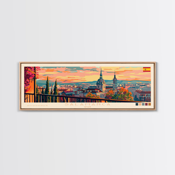 Salamanca Spain Travel Print Wall Art, Panoramic City Art, Travel Art, Wall Decor, Vacation Gift, Framed Canvas Print Or Metal Art