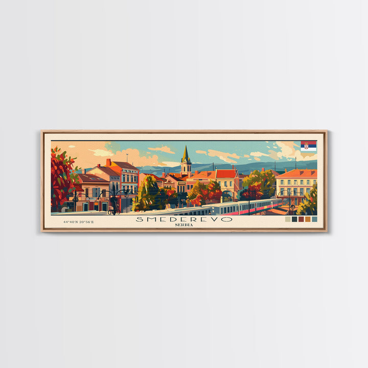 Smederevo Serbia Travel Print Wall Art, Panoramic City Art, Travel Art, Wall Decor, Vacation Gift, Framed Canvas Print Or Metal Art