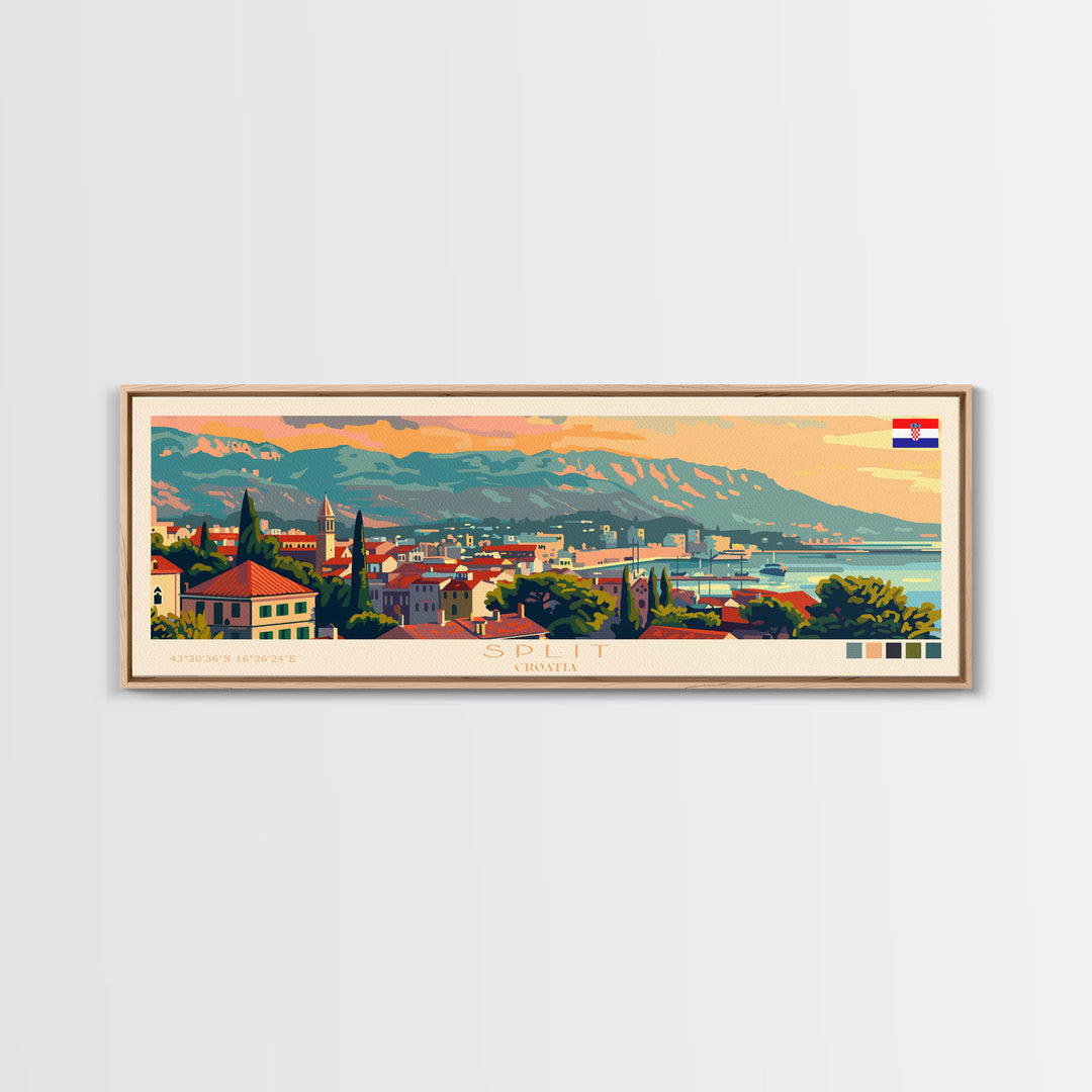 Split Croatia Travel Print Wall Art, Panoramic City Art, Travel Art, Wall Decor, Vacation Gift, Framed Canvas Print Or Metal Art