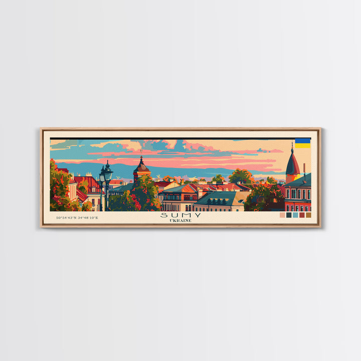 Sumy Ukraine Travel Art, City Art, Framed Canvas Print or Metal Wall Art, Europe Travel Poster, Panoramic Wall Art, Extra Wide Wall Art