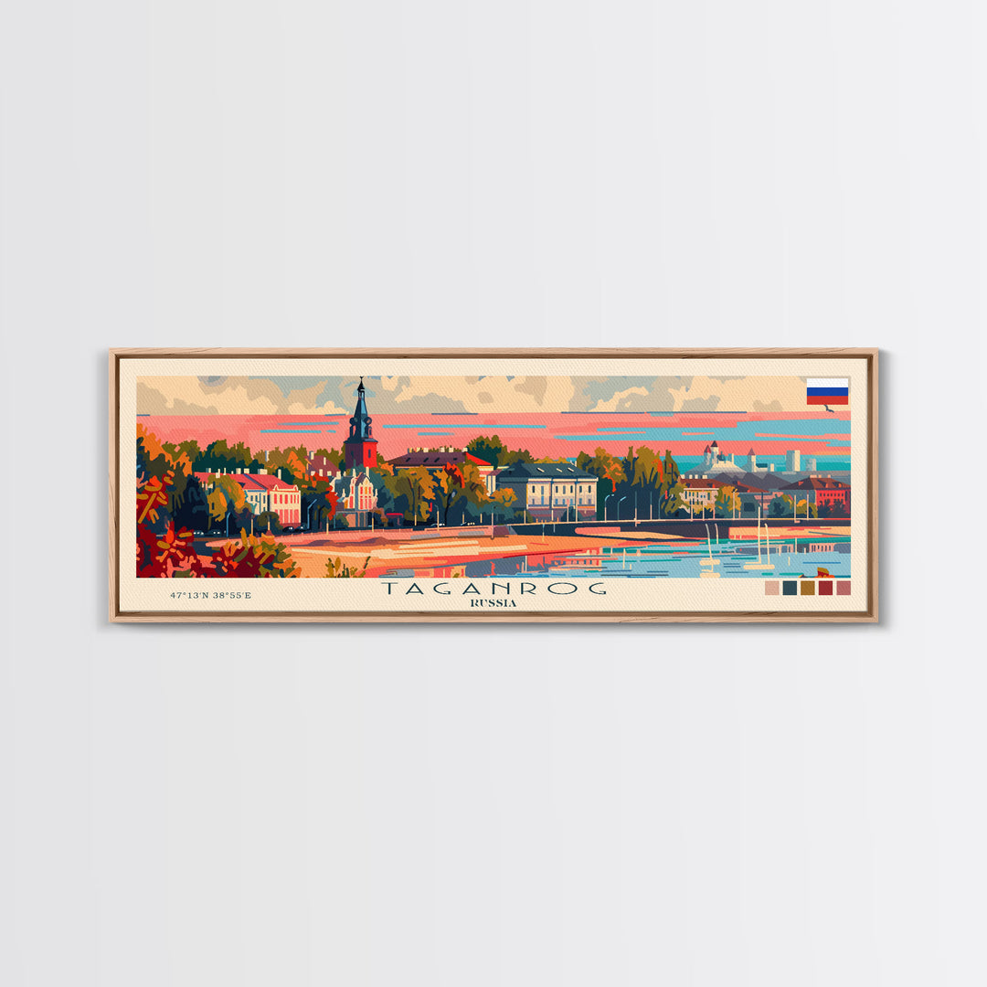 Taganrog Russia Travel Art, City Art, Framed Canvas Print or Metal Wall Art, Europe Travel Poster, Panoramic Wall Art, Extra Wide Wall Art