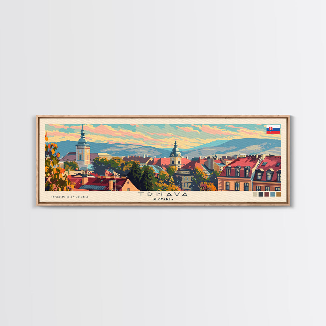 Trnava Slovakia Wall Art, Panoramic Travel Poster, Panoramic Framed Canvas Print, City Wall Art, Wall Hanging Home Decor, Travel Art