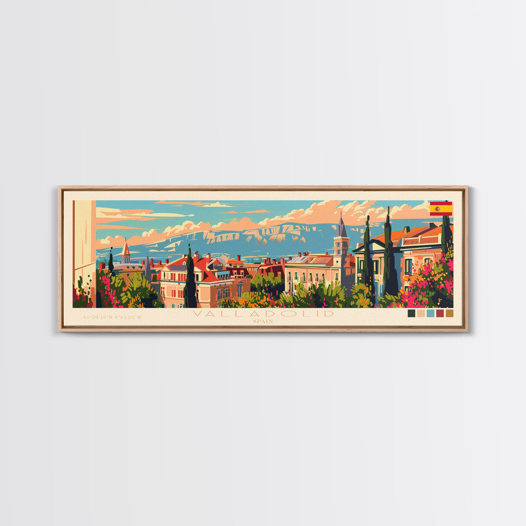 Valladolid Spain Wall Art, Panoramic Travel Poster, Panoramic Framed Canvas Print, City Wall Art, Wall Hanging Home Decor, Travel Art