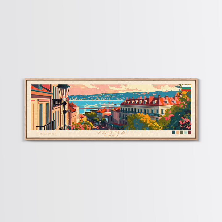 Varna Bulgaria Wall Art, Panoramic Travel Poster, Panoramic Framed Canvas Print, City Wall Art, Wall Hanging Home Decor, Travel Art