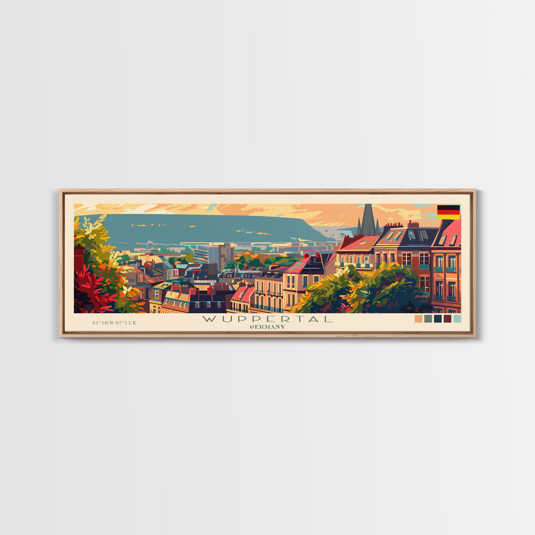 Wuppertal Germany Travel Art, City Art, Framed Canvas Print or Metal Wall Art, Europe Travel Poster, Panoramic Wall Art, Extra Wide Wall Art