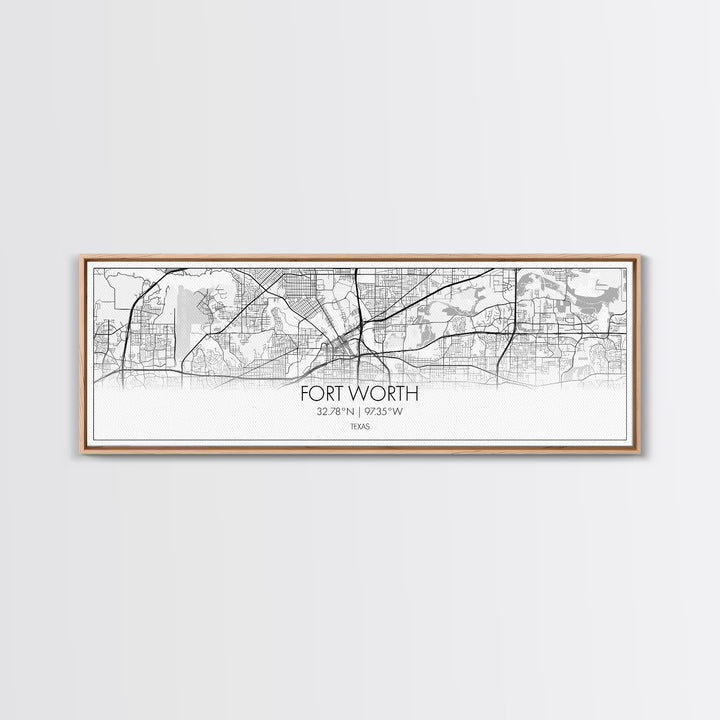 Panoramic Fort Worth City Map, Texas Art, Map Print, Minimalist Wall Art, Canvas Art, Housewarming Gift, Street Map Art, Closing Gift