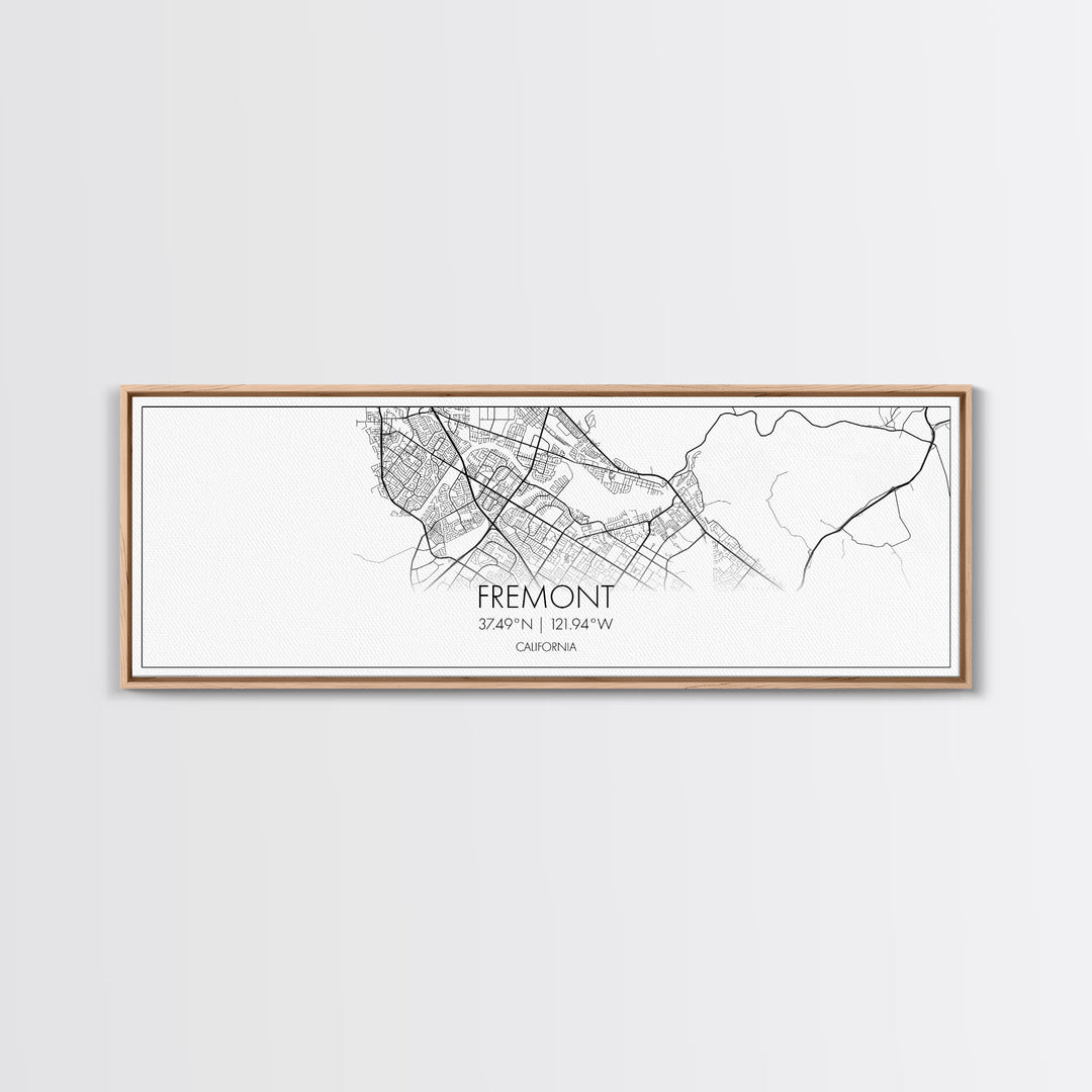 Panoramic Fremont City Map, California Art, Map Print, Minimalist Wall Art, Canvas Art, Housewarming Gift, Street Map Art, Closing Gift