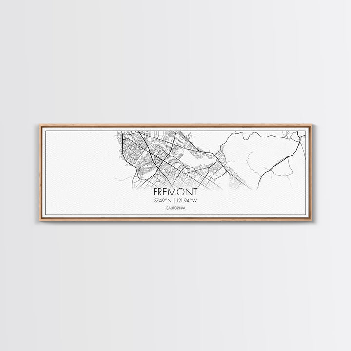 Panoramic Fremont City Map, California Art, Map Print, Minimalist Wall Art, Canvas Art, Housewarming Gift, Street Map Art, Closing Gift