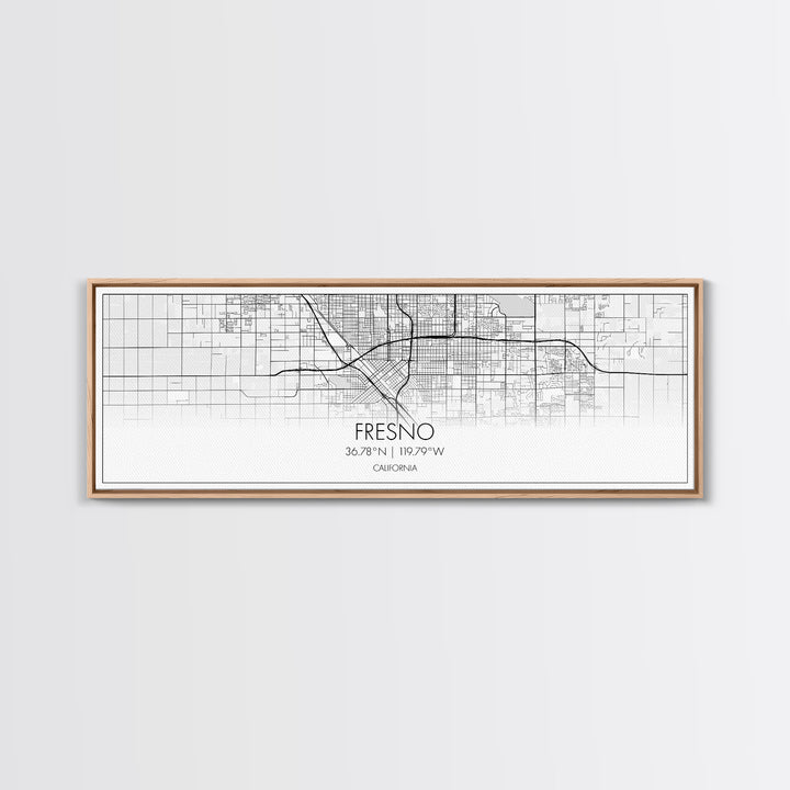 Panoramic Fresno City Map, California Art, Map Print, Minimalist Wall Art, Canvas Art, Housewarming Gift, Street Map Art, Closing Gift