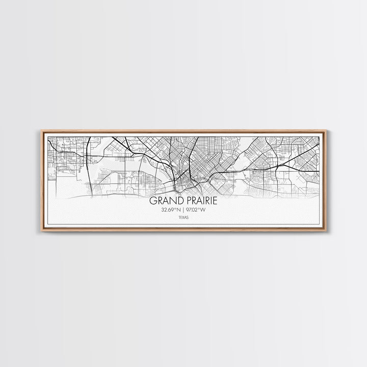 Panoramic Grand Prairie City Map, Texas Art, Map Print, Minimalist Wall Art, Canvas Art, Housewarming Gift, Street Map Art, Closing Gift