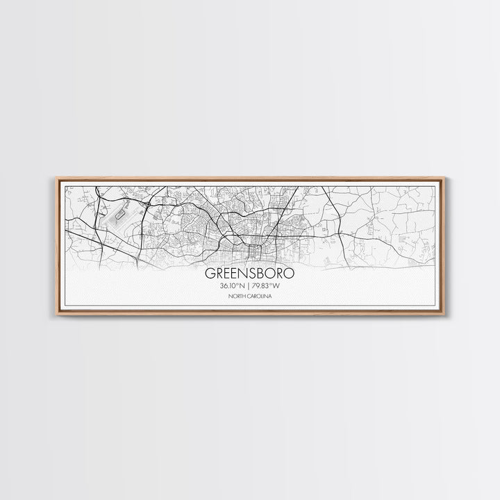 Panoramic Greensboro City Map, North Carolina Art, Map Print, Minimalist Wall Art, Canvas Art, Housewarming Gift, Street Map, Closing Gift