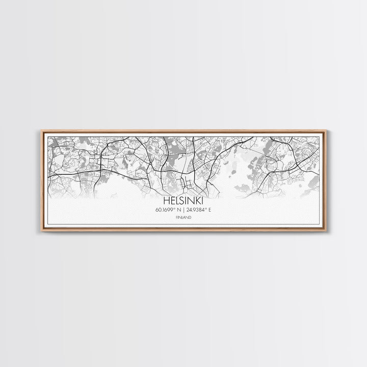 Panoramic Helsinki City Map, Finland Art, Map Print, Minimalist Wall Art, Canvas Art, Housewarming Gift, Street Map Art, Closing Gift