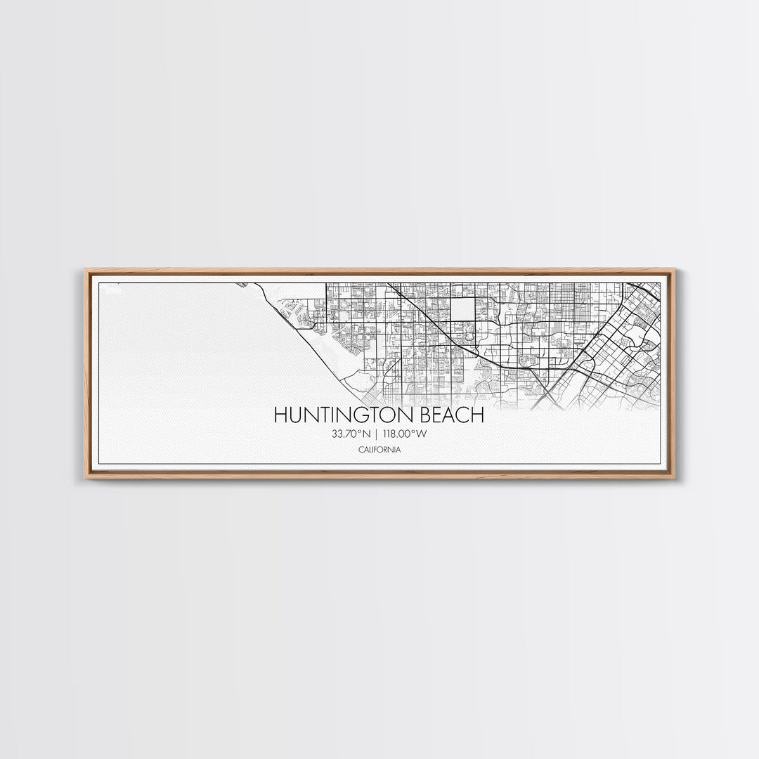 Panoramic Huntington Beach City Map, California Art, Map Print, Minimalist Wall Art, Canvas Art, Housewarming Gift, Street Map, Closing Gift