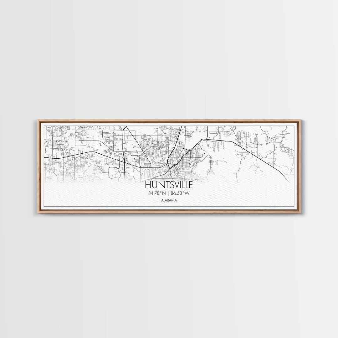 Panoramic Huntsville City Map, Alabama Art, Map Print, Minimalist Wall Art, Canvas Art, Housewarming Gift, Street Map Art, Closing Gift